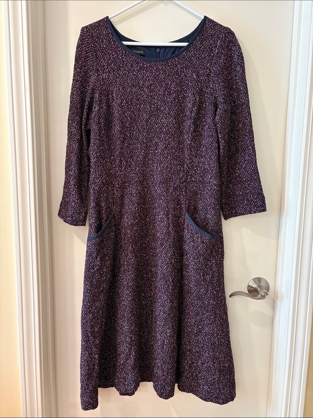 Talbots Plum Tweed Midi Dress